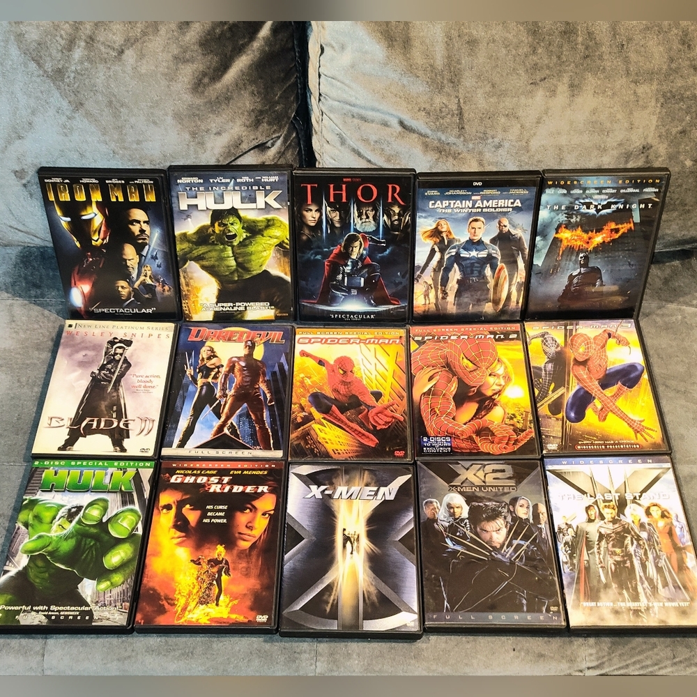 15 MARVEL COMICS SUPER HEROES DVD MOVIES HULK IRON-MAN SPIDER-MAN THOR X-MEN